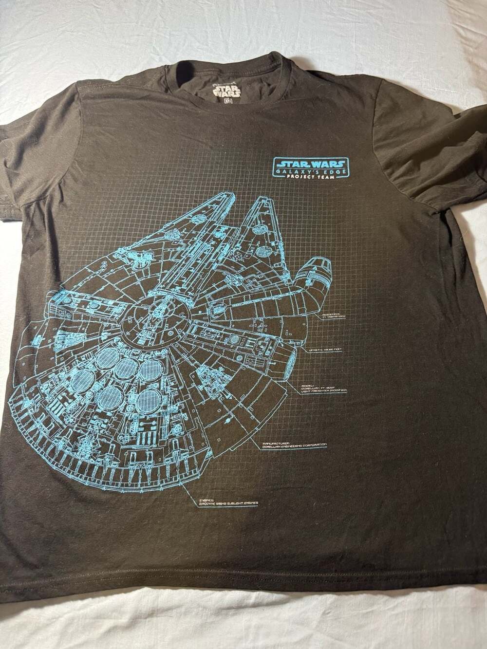 Star Wars Galaxy's Edge Project Team T-shirt - XXL - Black - Millennium Falcon